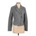 Hei Hei Faux Leather Jacket: Gray Checkered/Gingham Jackets & Outerwear - Women's Size Small