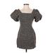Shein Casual Dress - Sheath Square Short sleeves: Brown Dresses - Women's Size Small