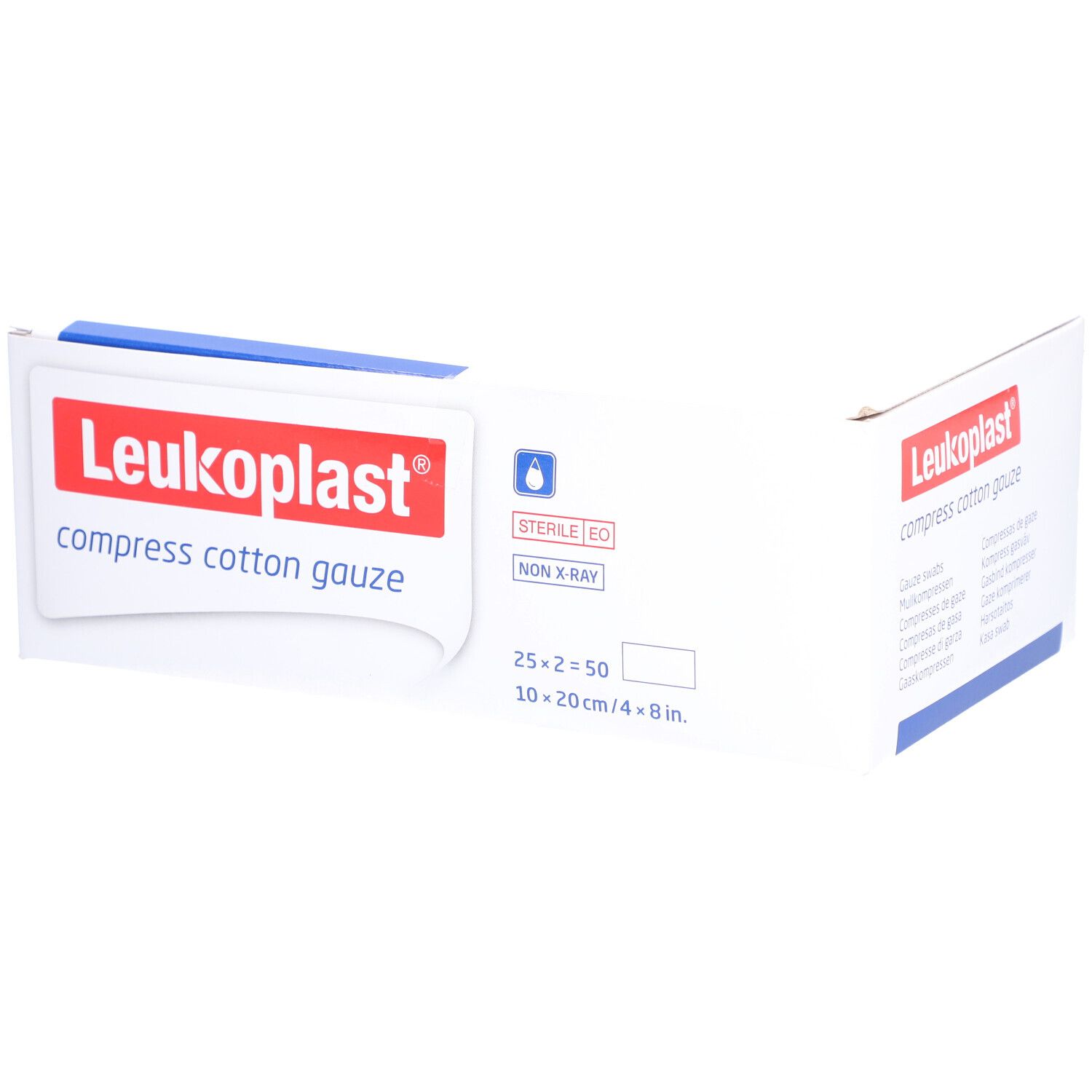 Leukoplast compress Cotton Gauze 10x20cm steril 8f 25x2 St Kompressen Image