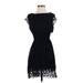 Bar III Casual Dress - Party High Neck Short sleeves: Black Print Dresses - Women's Size X-Small