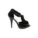 Charlotte Russe Heels: Slip-on Stilleto Cocktail Party Black Print Shoes - Women's Size 7 - Peep Toe