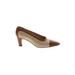 Silvia Fiorentina Heels: Pumps Chunky Heel Classic Brown Solid Shoes - Women's Size 6 - Pointed Toe
