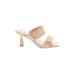 Open Edit Sandals: Slip-on Chunky Heel Cocktail Party Ivory Print Shoes - Women's Size 7 - Open Toe