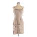 BCBGMAXAZRIA Cocktail Dress - A-Line: Tan Solid Dresses - Women's Size 4