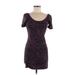VS Tee Shop Casual Dress - Bodycon Scoop Neck Short sleeves: Purple Dresses - Women's Size Medium