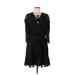 Rachel Zoe Casual Dress - A-Line Tie Neck 3/4 sleeves: Black Print Dresses - Women's Size 8