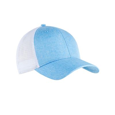 Big Accessories BA540P Sport Ponytail Trucker in Heather Light Blue/White | Polyester