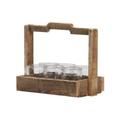 Urban Trends Collection Wood Rectangle Planter Basket with Handle & 6 Piece Round Glasses Natural Brown