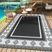 SIXHOME Outdoor Rug Clearance Patio Rug 6x9 Waterproof Outdoor Mats Porch Camping Plastic Area Rugs Black and White Reversible Outside Rug for Picnic RV Balcony Straw Texture Morocco Geometric Pattern