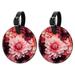 OWNTA Petals Flowers Pattern 2Pcs PU Leather Round Bag Tags with Privacy Cover and Name ID Tag for Travel Luggage Handbags Backpacks and School Bags