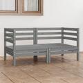 Patio 2-Seater Sofa Gray Solid Wood Pine