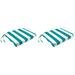 Jordan Manufacturing 17 x 19 Awning Turquoise Stripe Rectangular Outdoor Chair Pad Seat Cushion with Ties (2 Pack)