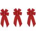 Red Velvet Outdoor Christmas Bows By Independence Bunting. 3 Pack! 4 Loop - 7 Bow & 11 Tail. Gold Metallic Wired Purl Edge With Fancy Gold Smocking Design. Made In Available.