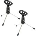 55 Core 2 Pieces Premium Mini Microphone Stand Tripod Universal Adjustable Desk Microphone Stand Portable Foldable Table Top Desktop Stand with Small Plastic Microphone Clip-MINI TRIPOD MIC STAND 2PCS