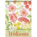 WELCOME Mushroom Floral Large Dura Soft Garden Flag 28 x 40 by Carson