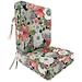 Jordan Manufacturing 45 x 22 Taman Black Floral Rectangular Outdoor Deep Seating Chair Seat and Back Cushion with Ties and Welt