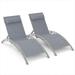 Outdoor Chaise Lounge Set of 2 Patio Recliner Chairs with Adjustable Backrest and Removable Pillow for Indoor&Outdoor Beach Pool Sunbathing Lawn (Gray 2 Lounge Chairs)