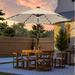 CHYVARY 7.5 FT LED Outdoor Patio Umbrella and Shade Market Table Umbrella Outside With a Crank for Garden Deck and Pool Beige