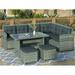 Spaco 6-Piece Patio Furniture Set Outdoor Sectional Sofa L-Shaped Outdoor Sectional with Glass Table Ottomans for Pool Backyard Lawn Gray