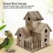 Hummingbird Feeder Wood Bird House Outdoor Birdhouse Wooden Small Garden Nesting Box Pet Supplies Decoration Home Decor Feeders Gardening Tools Beige