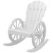 Interesting Rocking Chair with Wheel-shaped Armrest and Slatted Backrest Wood Glider Chair with Sturdy Rocking Base Garden Lounge Chair for Indoor Outdoor White