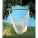 Xike Hanging Hammock Chair Swing Chair Cradle Outdoor Garden Patio Yard Porch Chair with Wood Stretcher 35-Inch Wide Seat Cotton White