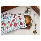 ByEUcuk Yair Premium Challah Cover for Shabbat and Yom Tov | Silk Embroidered Pomegranates Vines