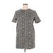 Zara Casual Dress - Shift Crew Neck Short sleeves: Gray Dresses - Women's Size X-Large