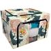 ECZJNT branch Japanese chrysanthemum flowers embroidery Autumn garden Storage Bag Clear Window Storage Bins Boxes Large Capacity Foldable Stackable Organizer With Steel Metal Frame For Clothes Closets