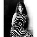 Raquel Welch smiling 1960 s pose in black & white striped dress 4x6 photo