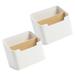 Pencil Organizer Storage Box Remote Controller Make up Brush Holders Desktop Wooden White 2 Pcs