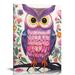 JEUXUS Watercolor Owl Children Nursery Canvas Wall Decor Child Wall Art Poster Art Print Watercolor Animal & Flower Wall Art Canvas Poster & Frame Owl Wall Art Kids Room Art 16x20in