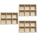 Compartments Sorting Tray Set of 3 Six Grid Wooden Box Tool Chest Toolbox Organizer