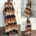 Toyfunny Women Casual Plus Size Print Splice Kaftan Fashion Loose Linen Long Maxi Dress