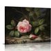 JEUXUS Vintage Peony Wall Art Vintage Rose Canvas Gothic Flower Print Dark Academia Paintings Retro Flower Pictures Gothic Plant Poster Dark Academia Artwork Dark Floral Wall Art Decor No Frame