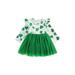 FOCUSNORM Baby Girls St. Patrick s Day Dress Casual Long Sleeve Print Tulle Ruffled Ruffle One Piece Clothes