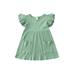 FOCUSNORM Kids Baby Girls Organic Cotton Ruffled Sleeve Tunic Dress Swing Casual Sundress Party Princess Dresses