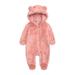 Fauean Toddler Girl Jumpsuits Babys Hooded Footed Coat Outerwear Warm and Lightweight Romper Pink Size 6