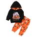 Rovga Outfit For Children Toddler Kids Boys Girls Outfit Pumpkin Prints Long Sleeves Sweatershirt Pants 2Pcs Set Outfits