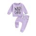 CenturyX Toddler Girls 2 Piece Outfit Letter Print Long Sleeve Sweatshirt and Elastic Sweatpants Set Baby Cute Fall Clothes