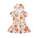 Canrulo Toddler Baby Girls Swimsuit Cover Up Summer Floral Hooded Short Sleeve Beach Rash Guards Bathing Suit Orange 4-5 Years