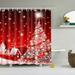 LICHENGTAI Christmas Shower Curtain Washable Durable Waterproof Decoration Home Bathroom Creative Printing for Party Backdrop Room Divider Curtain Closet Curtain Red Christmas 180cmx180cm