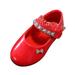 Odeerbi Kids Girls Leather Mary Jane Shoes Princess Flats Shoes Soft Soled Princess Shoes Student Leather Dance Shoes 2024 Fashionable Flat Sole Performance Shoes Red 6-7 Years