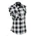 Milwaukee Leather MNG21625 Women s Flannel Down Sleeveless Shirt w/ Button Black / White & Cut Off Frill Arm Hole X-Large