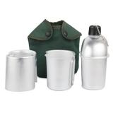 OWSOO Kettle Stove Set Cover Wood Stove Set Kettle Aluminum Canteen Cup Cookware Set Cup Wood Stove Cup Cookware Mess Set Cookset Picnic Set 3pcs Water Cup Canteen Mess Kit Cookware