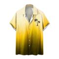 DDAPJ pyju Funky Hawaiian Shirts for Men Short Sleeve Bowling Shirt Gradient Color Tropical Print Casual Button Down Shirts Summer Vacation Beach Tops Deals of Today Yellow L