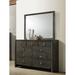 Alcott Hill® Pyatt 9 Drawer 55" W Double Dresser w/ Mirror Wood in Brown/Gray | 73.75 H x 55 W x 16.5 D in | Wayfair