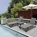 Latitude Run® Ixtzel 3 Piece Outdoor Metal Chaise Lounge w/ Table Set Metal in Gray | 32 H x 27 W x 64 D in | Wayfair