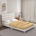 Red Barrel Studio® Upholstered Platform Bed w/ Soft Headboard Wood in White/Black/Brown | 36.6 H x 66 W x 85.8 D in | Wayfair