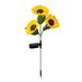 1 Pack 3 Sunflowers Solar Intelligent Control Outdoor Waterproof Garden Landscape Stake